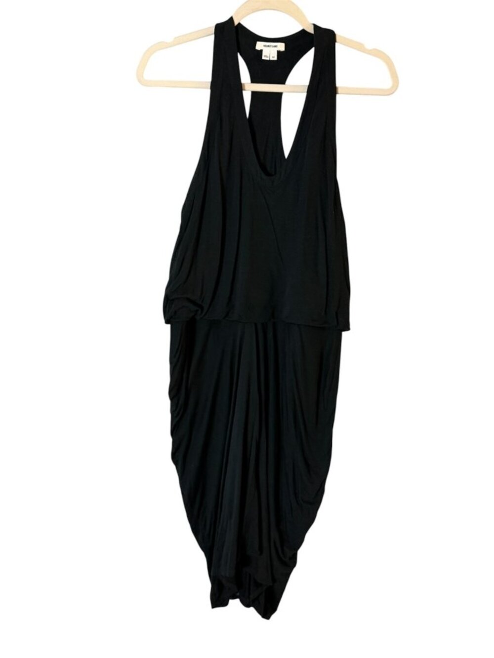 Helmut Lang Women's size M Black Asymmetrical Sleeveless Jersey Draped Dress